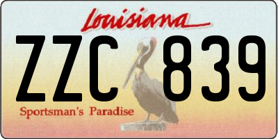 LA license plate ZZC839