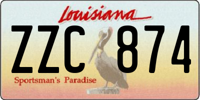 LA license plate ZZC874