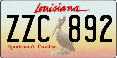 LA license plate ZZC892