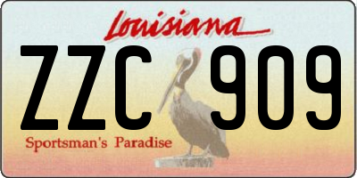 LA license plate ZZC909