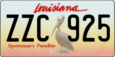 LA license plate ZZC925