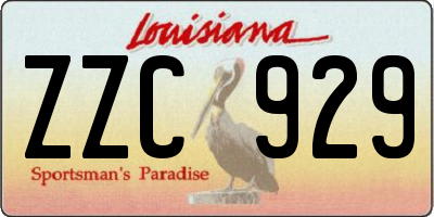 LA license plate ZZC929