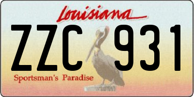 LA license plate ZZC931