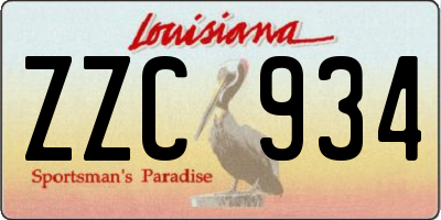 LA license plate ZZC934