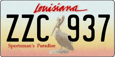 LA license plate ZZC937