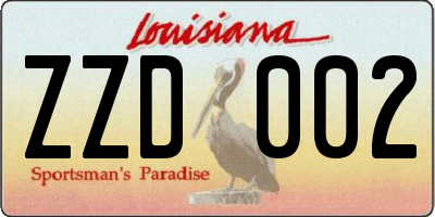 LA license plate ZZD002