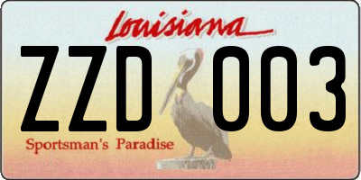 LA license plate ZZD003