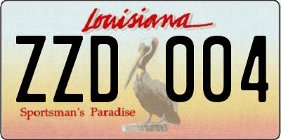 LA license plate ZZD004