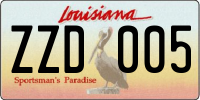 LA license plate ZZD005