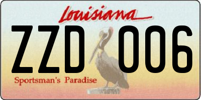 LA license plate ZZD006