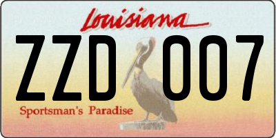 LA license plate ZZD007