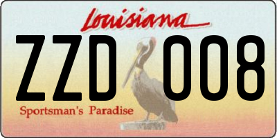 LA license plate ZZD008