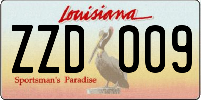 LA license plate ZZD009