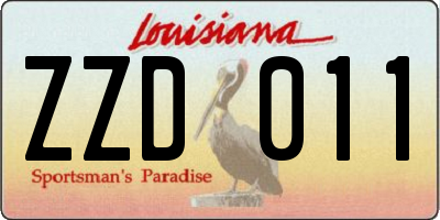 LA license plate ZZD011