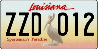 LA license plate ZZD012