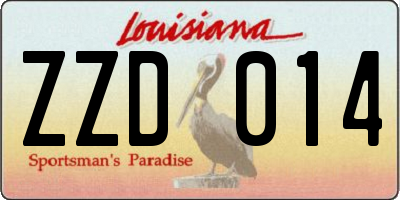 LA license plate ZZD014