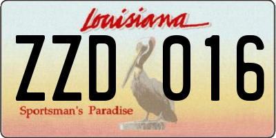 LA license plate ZZD016