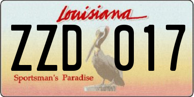 LA license plate ZZD017