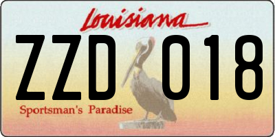 LA license plate ZZD018