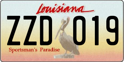 LA license plate ZZD019