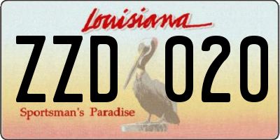 LA license plate ZZD020