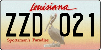 LA license plate ZZD021