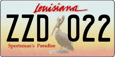 LA license plate ZZD022