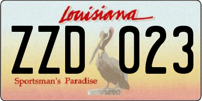 LA license plate ZZD023