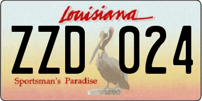 LA license plate ZZD024