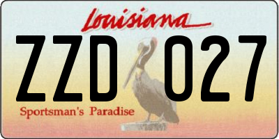 LA license plate ZZD027