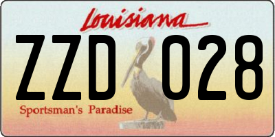 LA license plate ZZD028