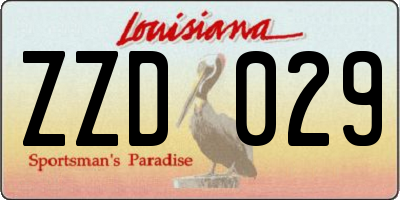 LA license plate ZZD029