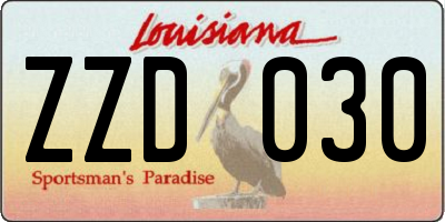 LA license plate ZZD030