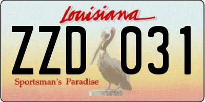 LA license plate ZZD031