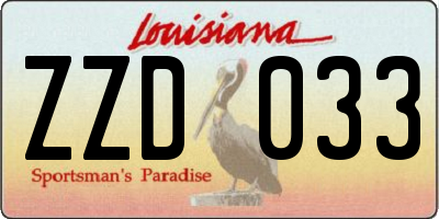 LA license plate ZZD033