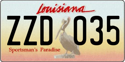 LA license plate ZZD035