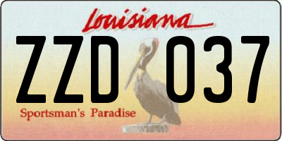 LA license plate ZZD037