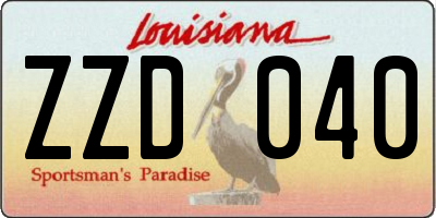 LA license plate ZZD040