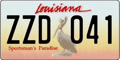 LA license plate ZZD041