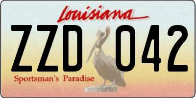 LA license plate ZZD042