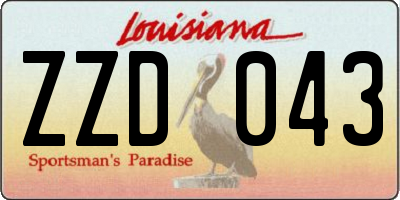 LA license plate ZZD043