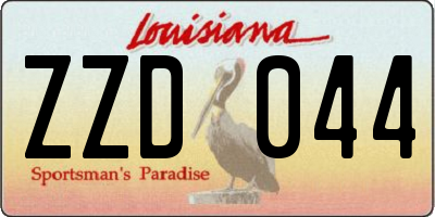LA license plate ZZD044