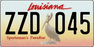 LA license plate ZZD045