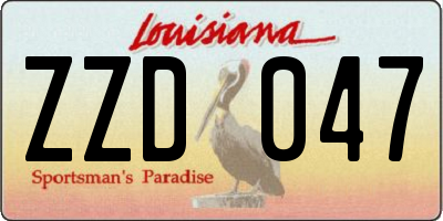 LA license plate ZZD047