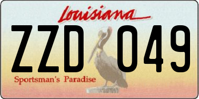 LA license plate ZZD049