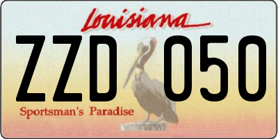 LA license plate ZZD050