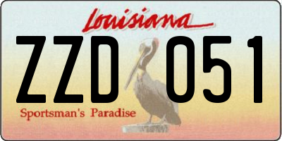 LA license plate ZZD051