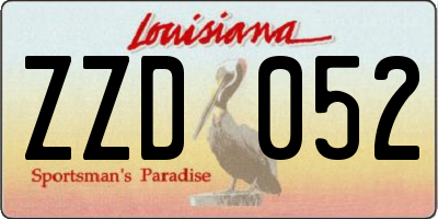 LA license plate ZZD052