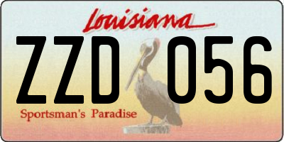 LA license plate ZZD056