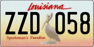 LA license plate ZZD058